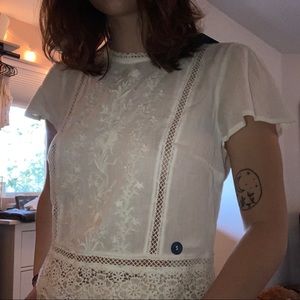 NWT abercrombie & fitch tie back lace blouse